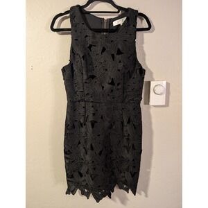 ASTR The Label Texture Crotchet sheath Dress Black Floral womens sz M‎